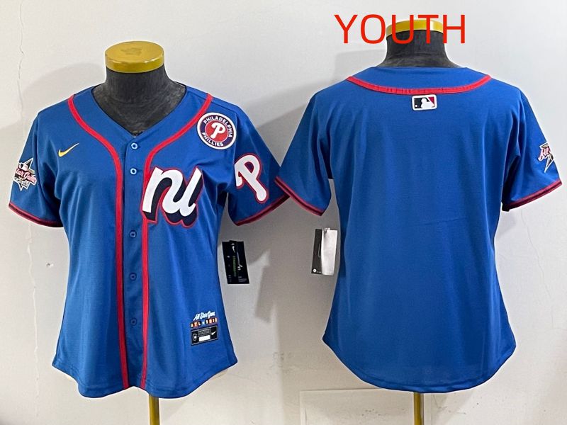 Youth 2025 Philadelphia Phillies Blank Blue All star Nike MLB Jersey style 02